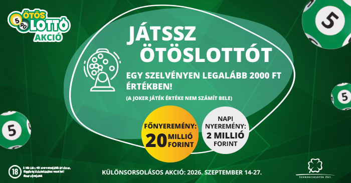 Játssz ötöslottót. Egy szelvényen legalább 2000 Ft értékben!